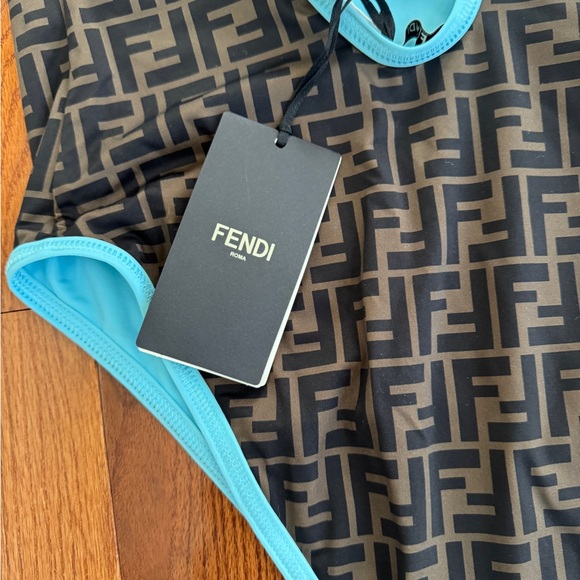 Fendi Neoclassic Tobacco One-Piece Bathing Suit. IT size 46/U.S. 10. NWT. - Picture 4 of 5